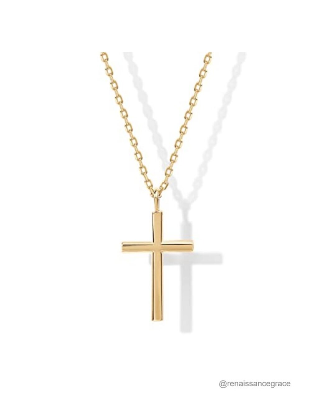 14K Gold Plated CZ Cross Pendant Necklace for Women, Religious Charm